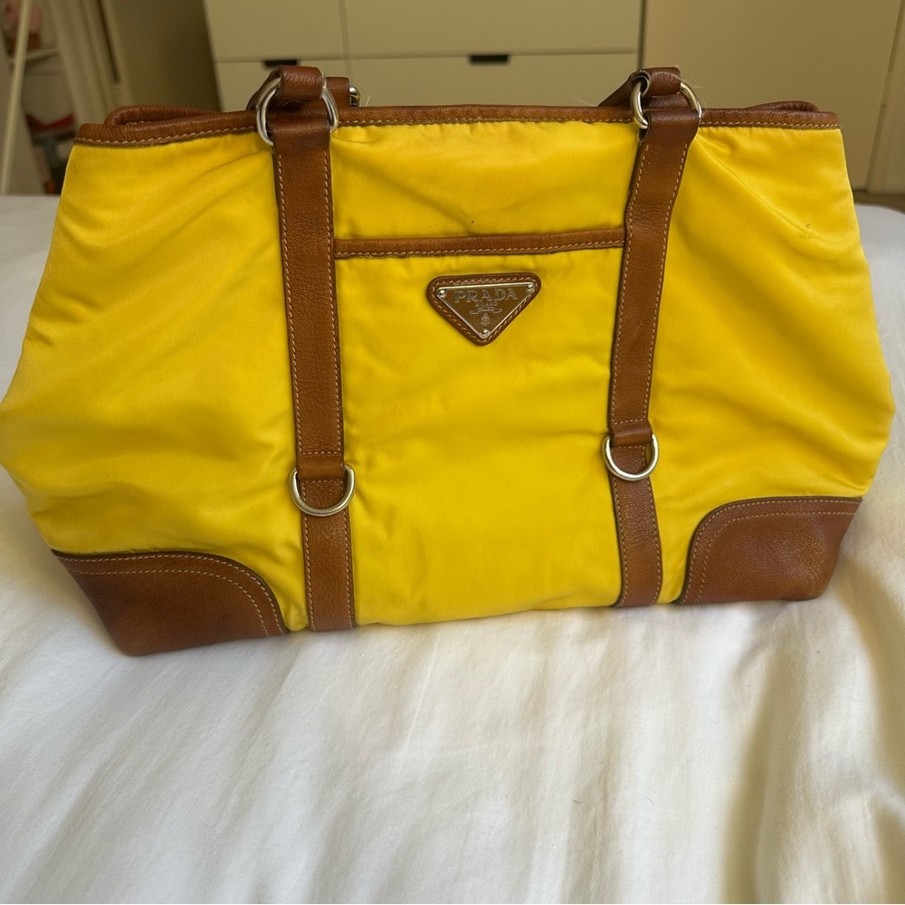 Prada Yellow and Brown Nylon Women’s Shoulder Bag - Picture 3 of 12